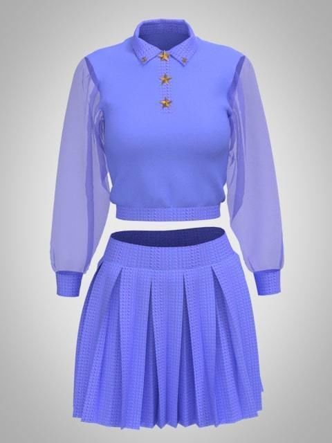 3D Clo Purple Pleated Suit 3D model_3