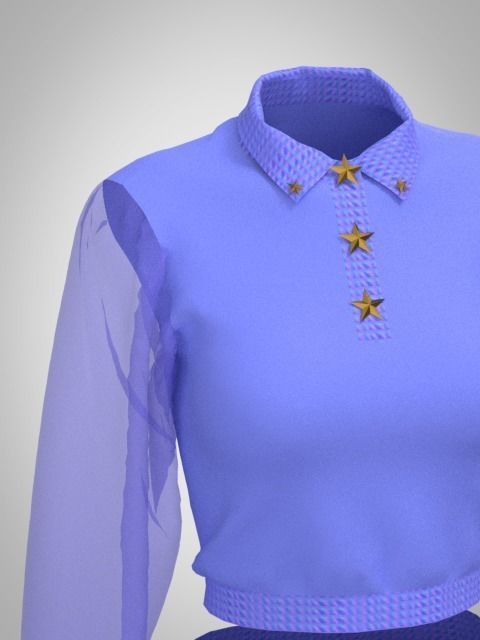 3D Clo Purple Pleated Suit 3D model_2