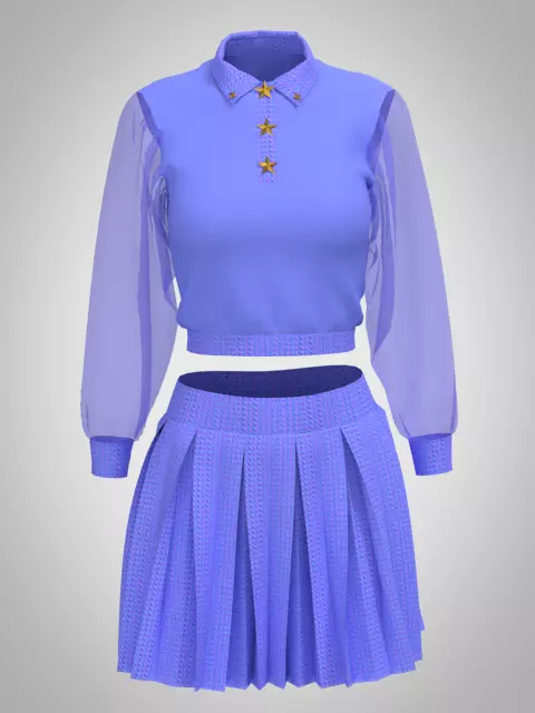 3D Clo Purple Pleated Suit 3D model_0