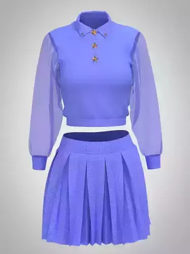 3D Clo Purple Pleated Suit