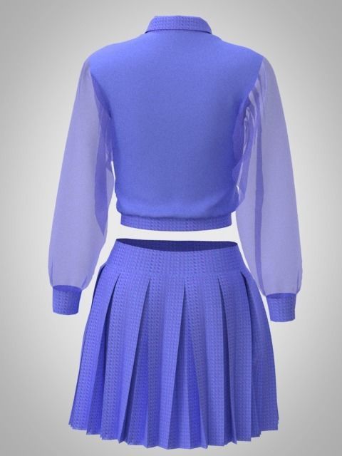 3D Clo Purple Pleated Suit 3D model_1