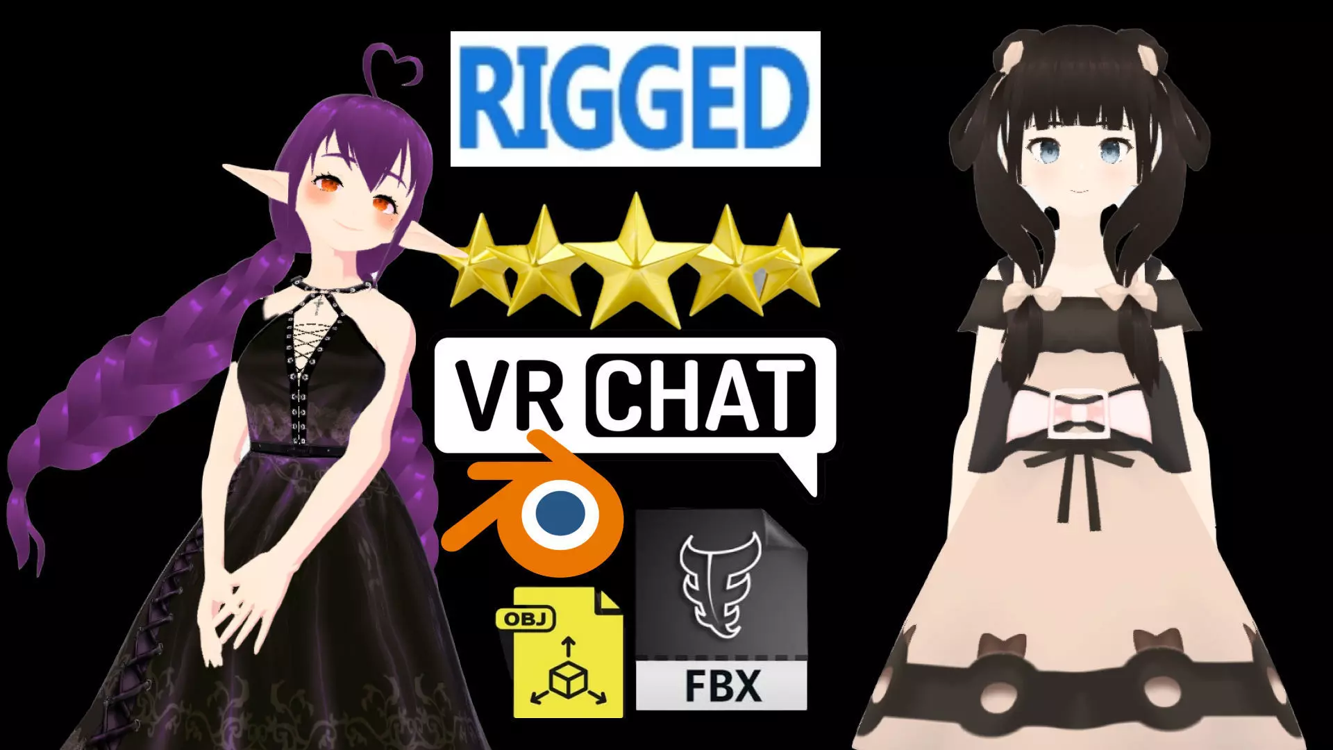 2 Cute Anime Girls Characters P10 3D Model Collection_0