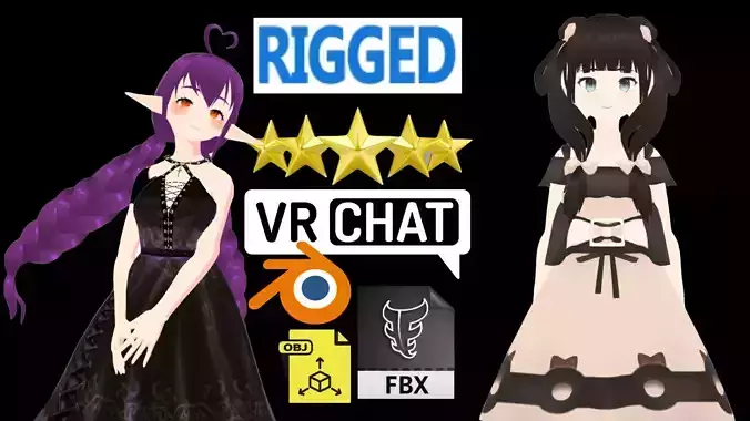 2 Cute Anime Girls Characters P10 3D Model Collection 2 Cute Anime Girls Characters P10 3D Model Collection