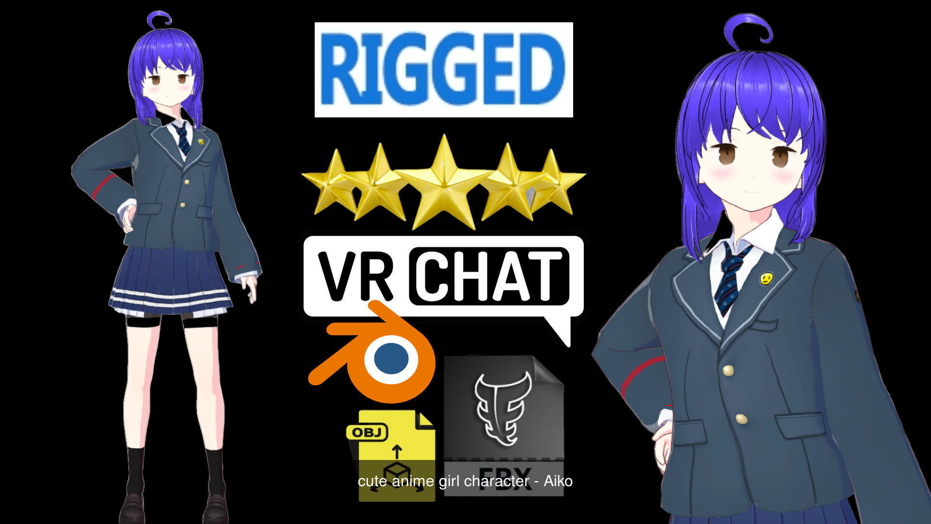 2 Cute Anime Girls Characters P13 3D Model Collection_2