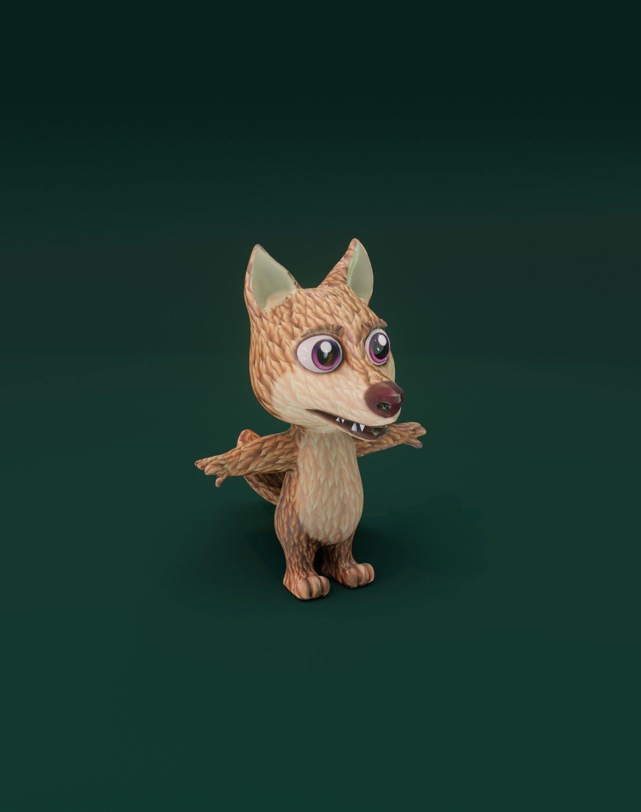 Cartoon Red Wolf Animated 3D Model Low-poly 3D model_9