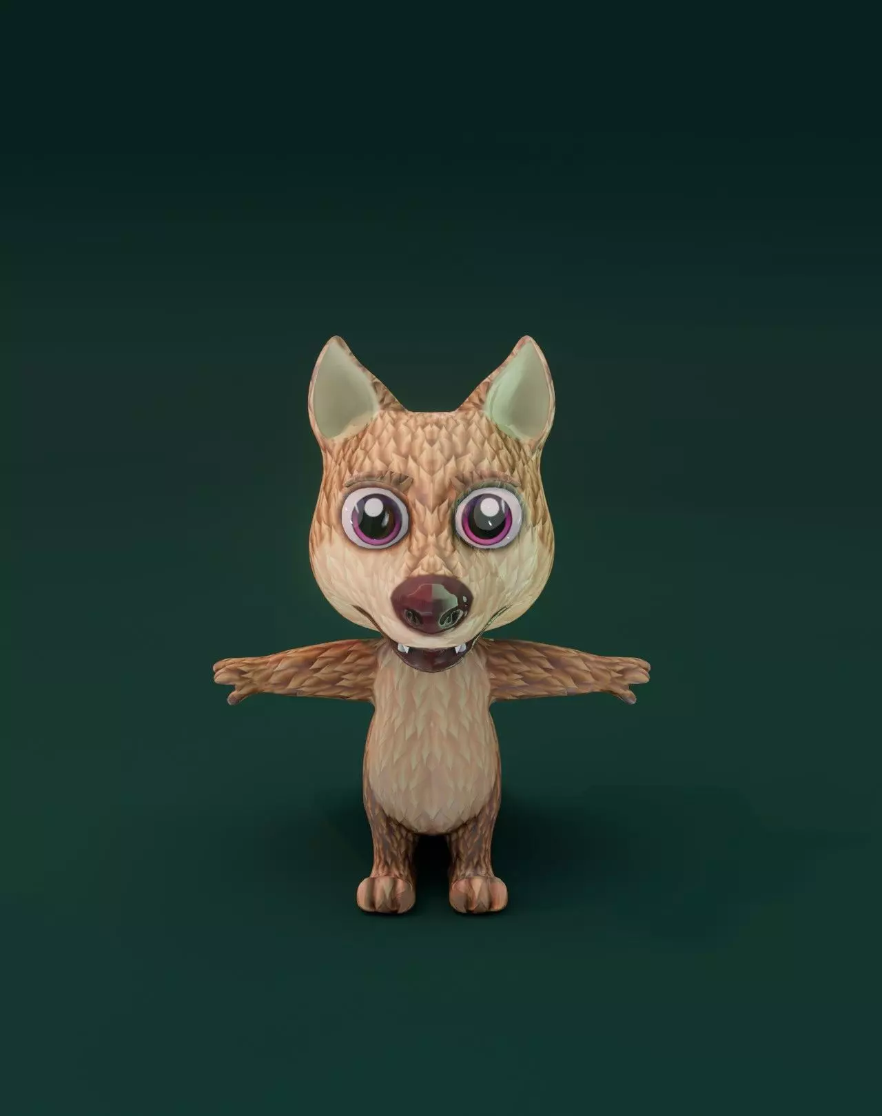 Cartoon Red Wolf Animated 3D Model Low-poly 3D model_0