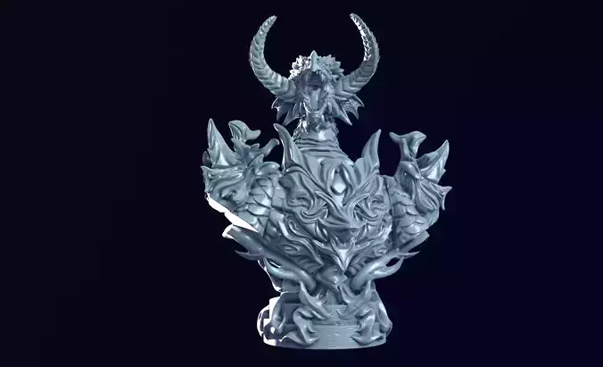 Bahamut Bust STL 3D Model for FDM and SLA  3D Printing 3D print model