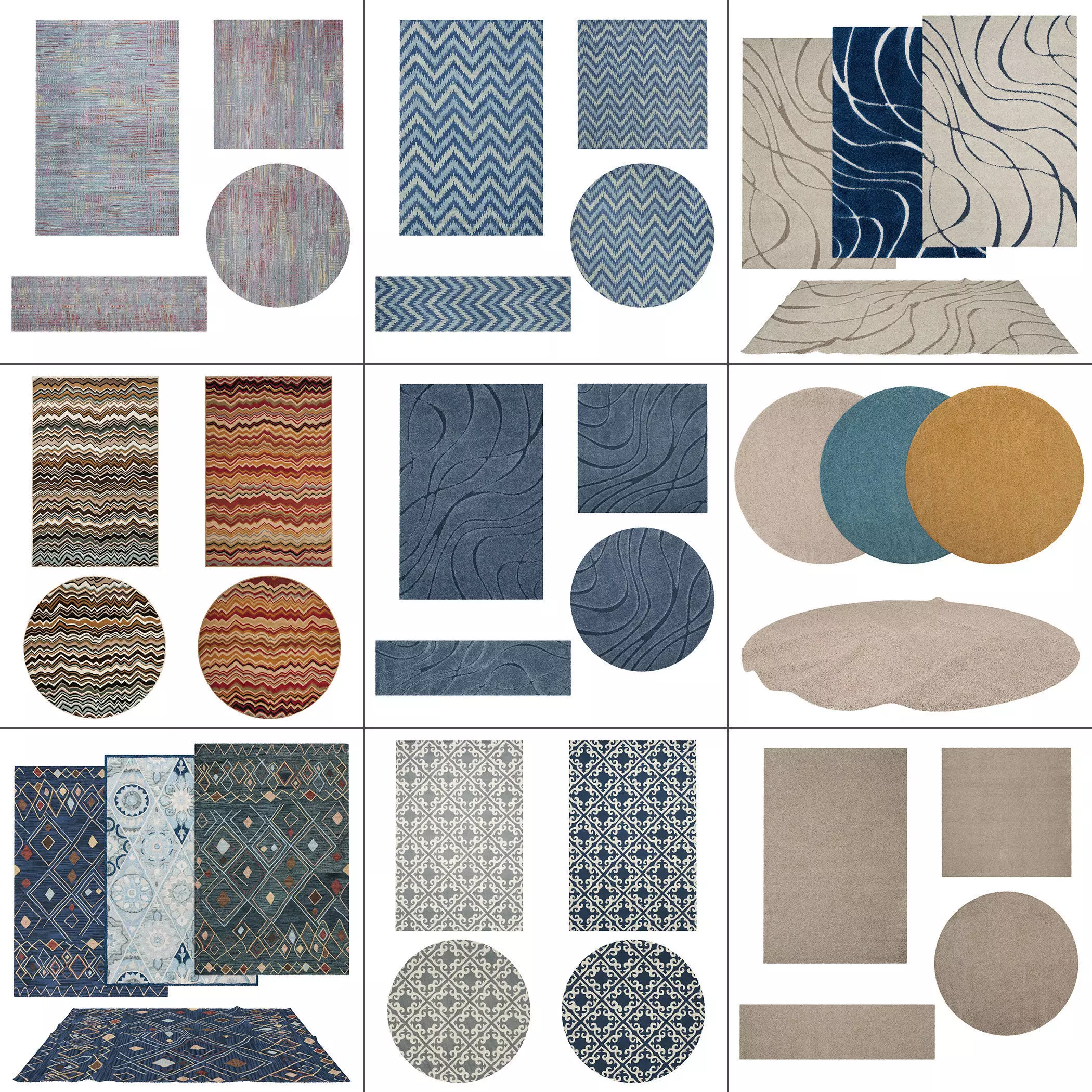 9 in 1 Rug Collection No 31 Low-poly 3D model_0