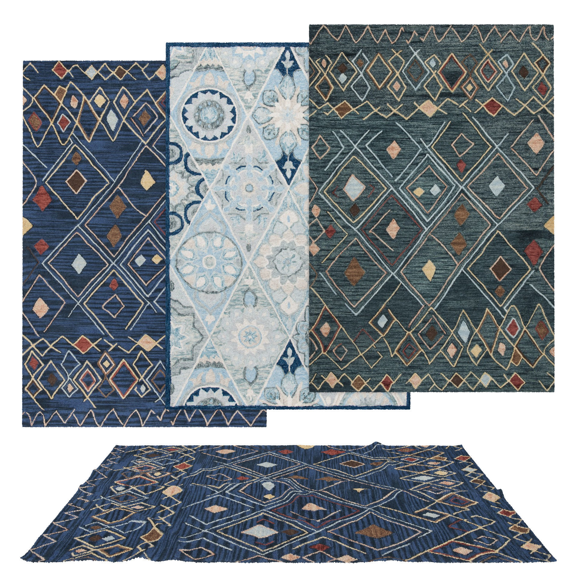 9 in 1 Rug Collection No 31 Low-poly 3D model_13