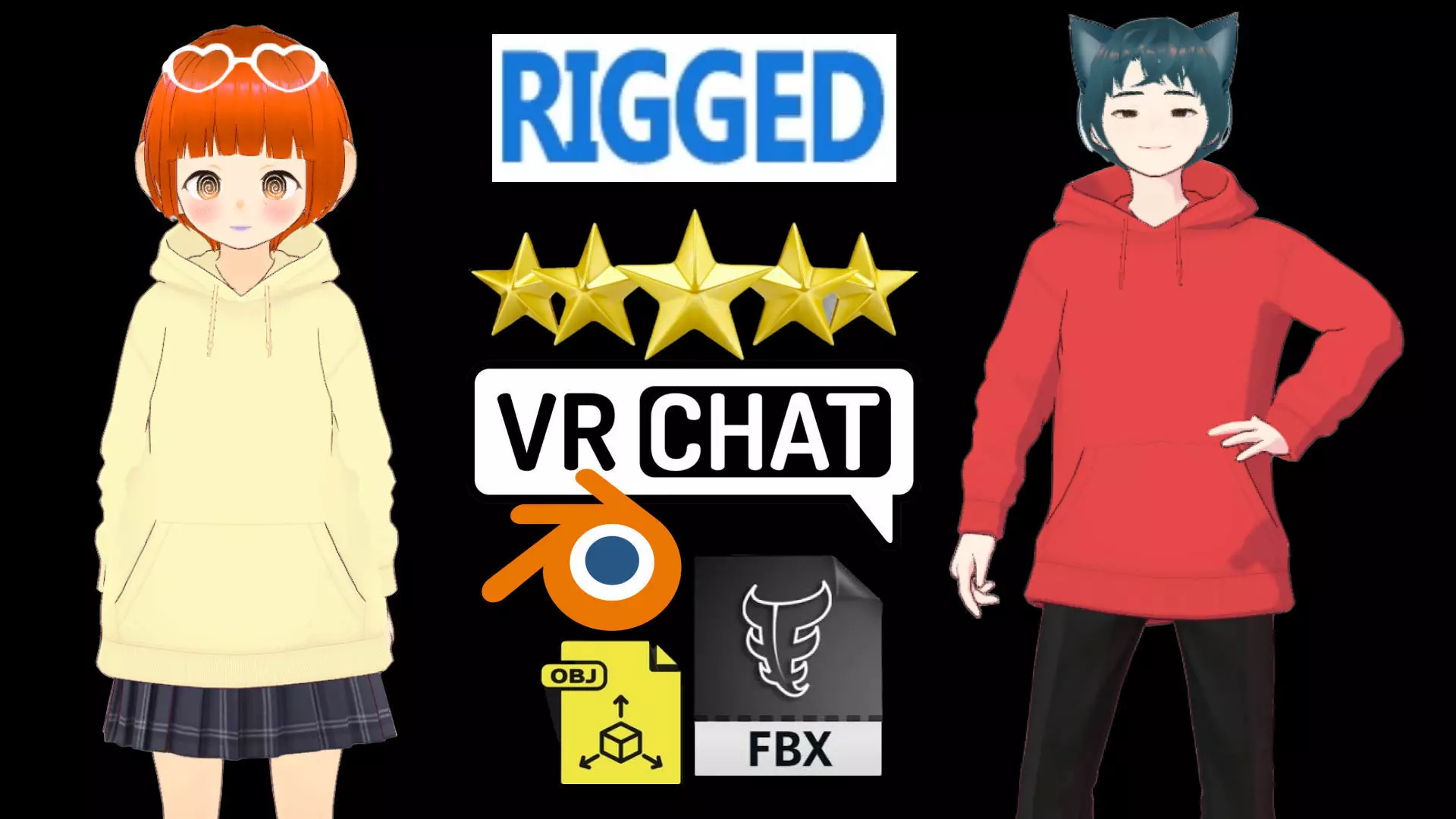 2 Cute Anime Girls Characters P20 3D Model Collection_0