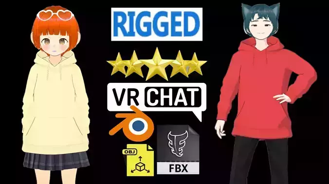 2 Cute Anime Girls Characters P20 3D Model Collection 2 Cute Anime Girls Characters P20 3D Model Collection