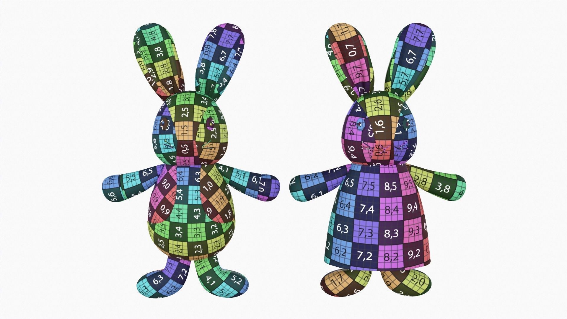 Bunny toy girl and boy 3D model_10