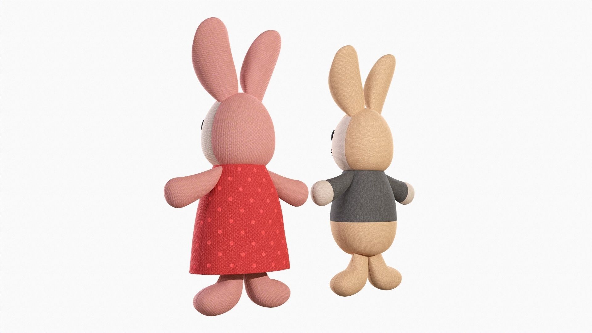 Bunny toy girl and boy 3D model_4