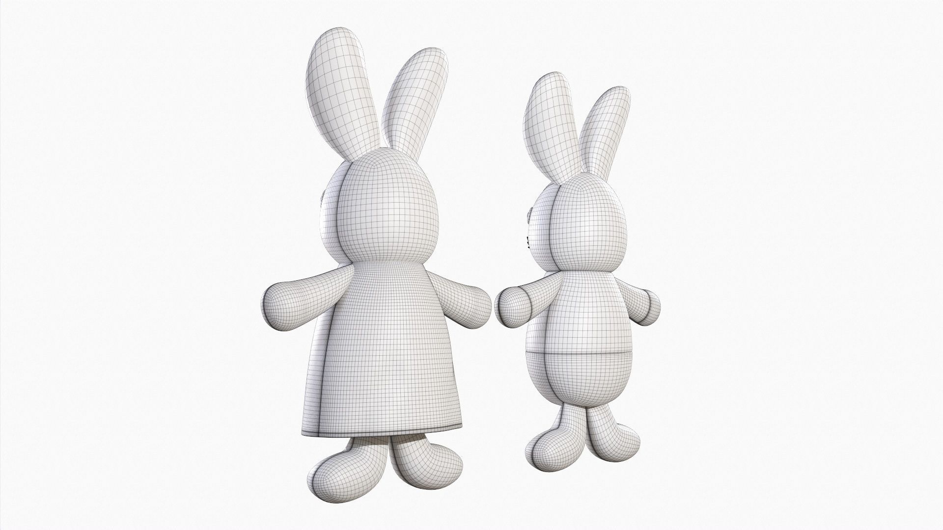 Bunny toy girl and boy 3D model_9