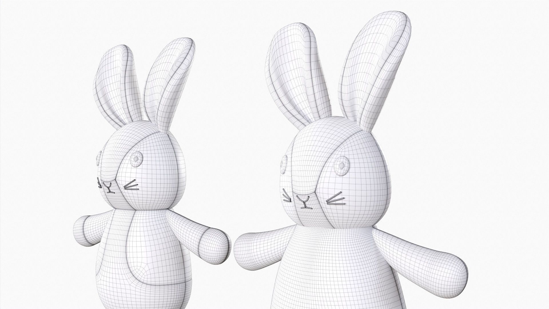 Bunny toy girl and boy 3D model_7