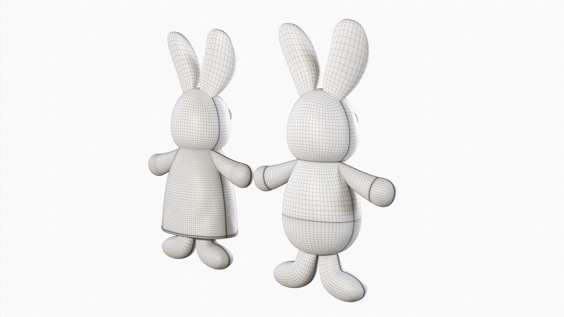 Bunny toy girl and boy 3D model_6