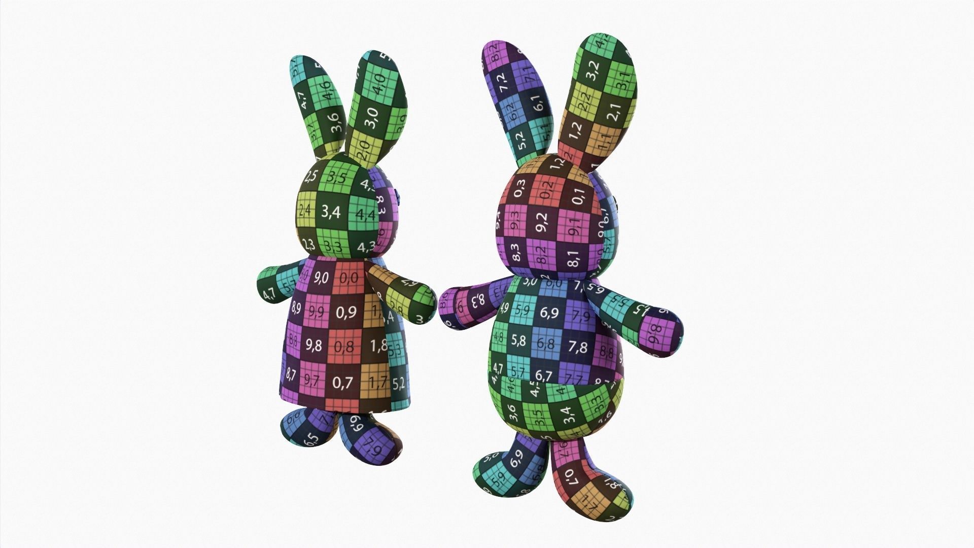 Bunny toy girl and boy 3D model_11