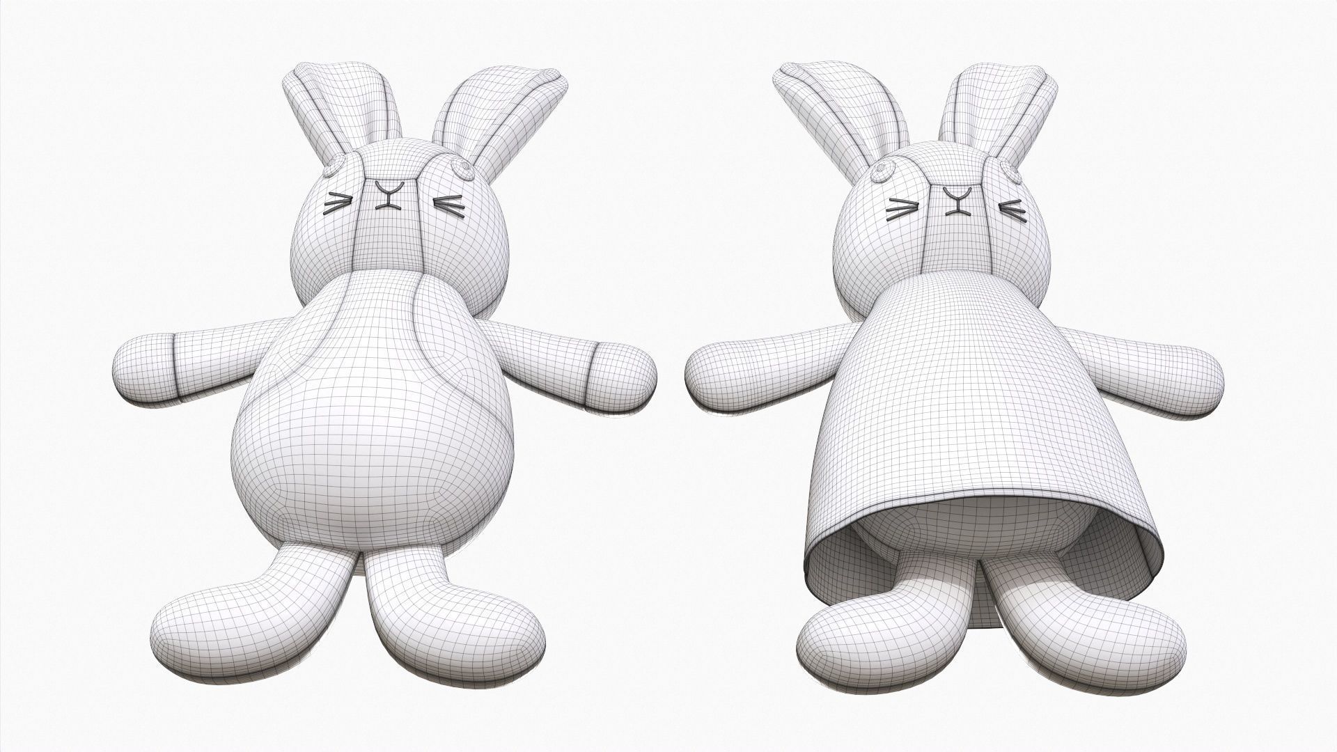 Bunny toy girl and boy 3D model_8