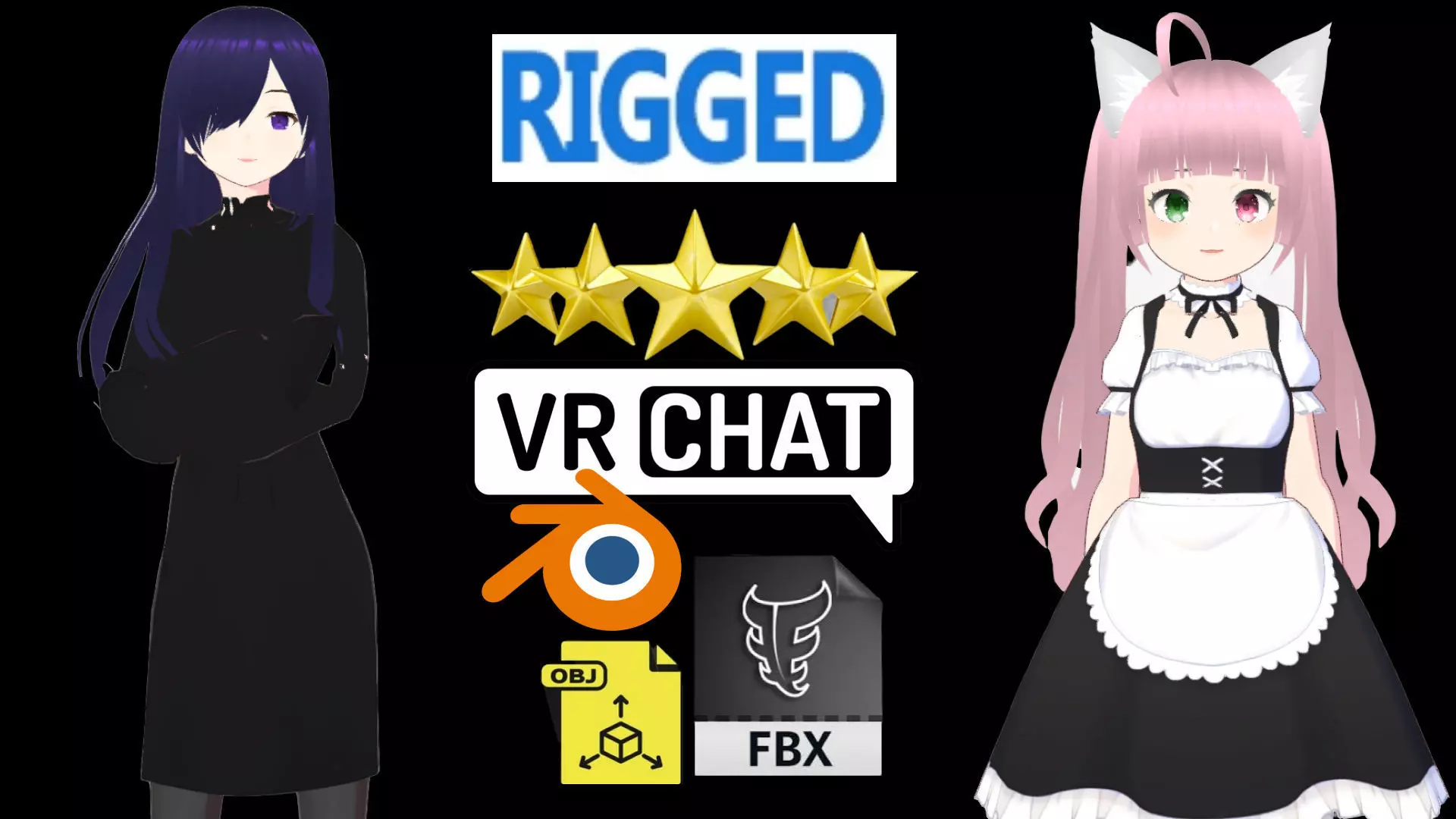 2 Cute Anime Girls Characters P22 3D Model Collection_0