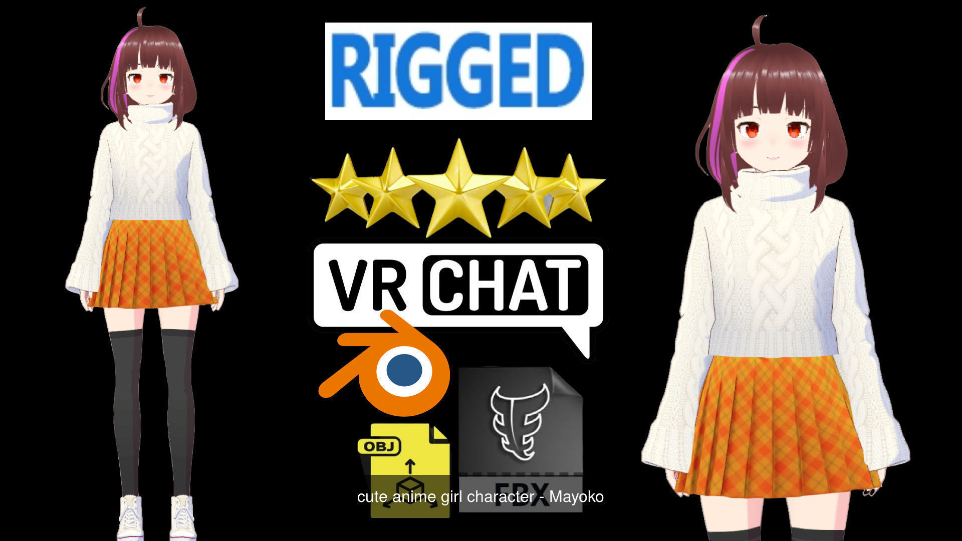 2 Cute Anime Girls Characters P23 3D Model Collection_3