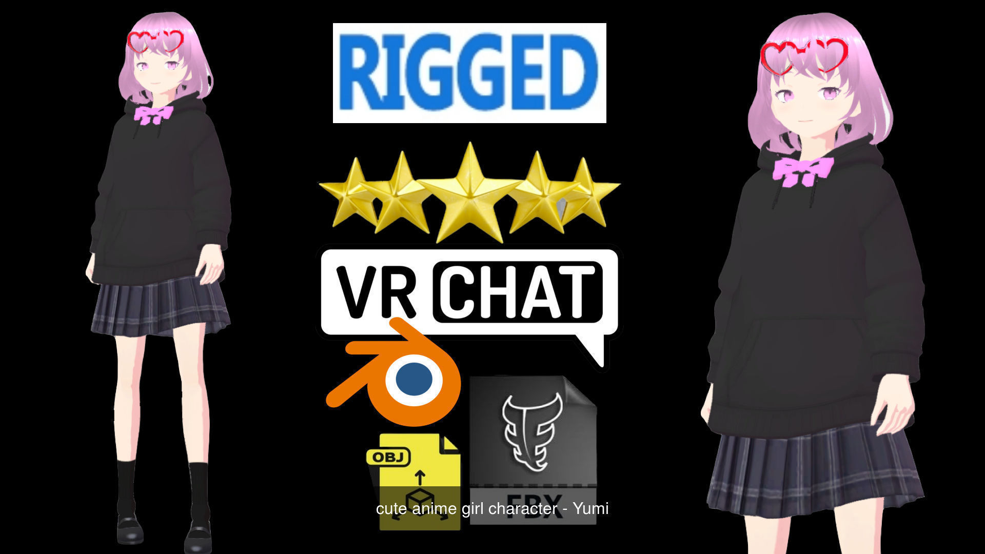 2 Cute Anime Girls Characters P23 3D Model Collection_2