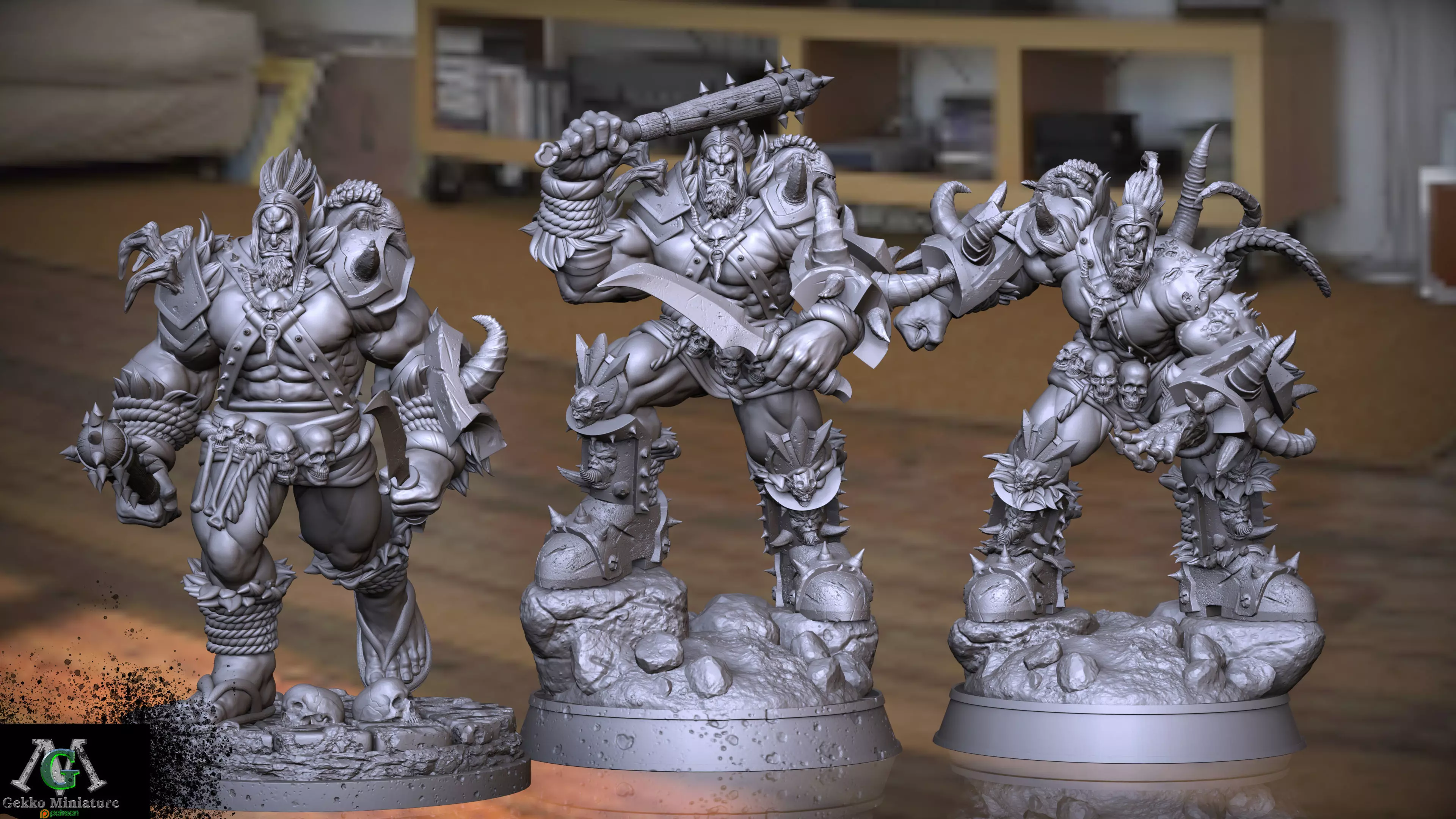 Orc 3 Poses STL 3D Model for SLA 3D Printing  3D print model_0