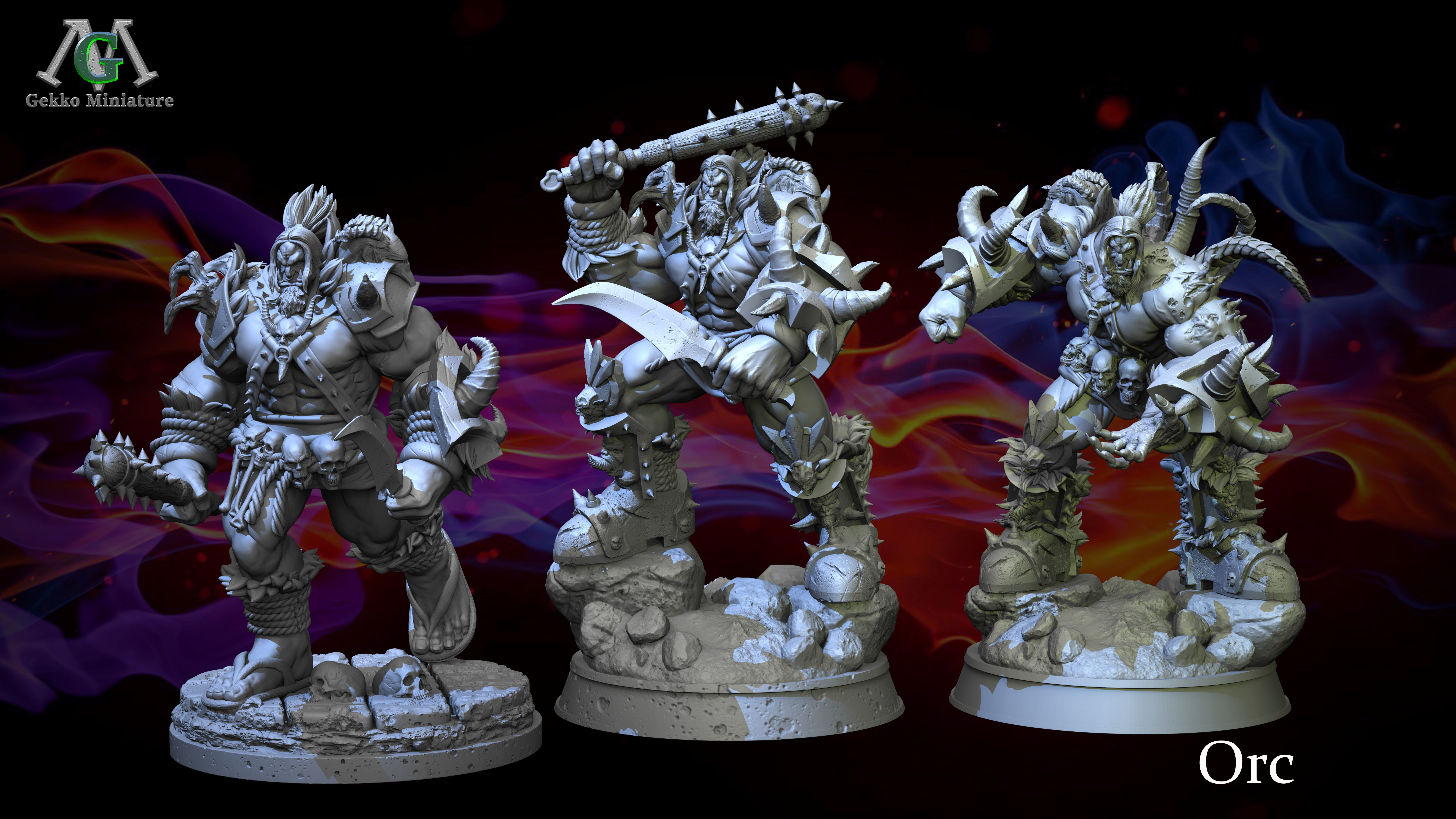 Orc 3 Poses STL 3D Model for SLA 3D Printing  3D print model_1