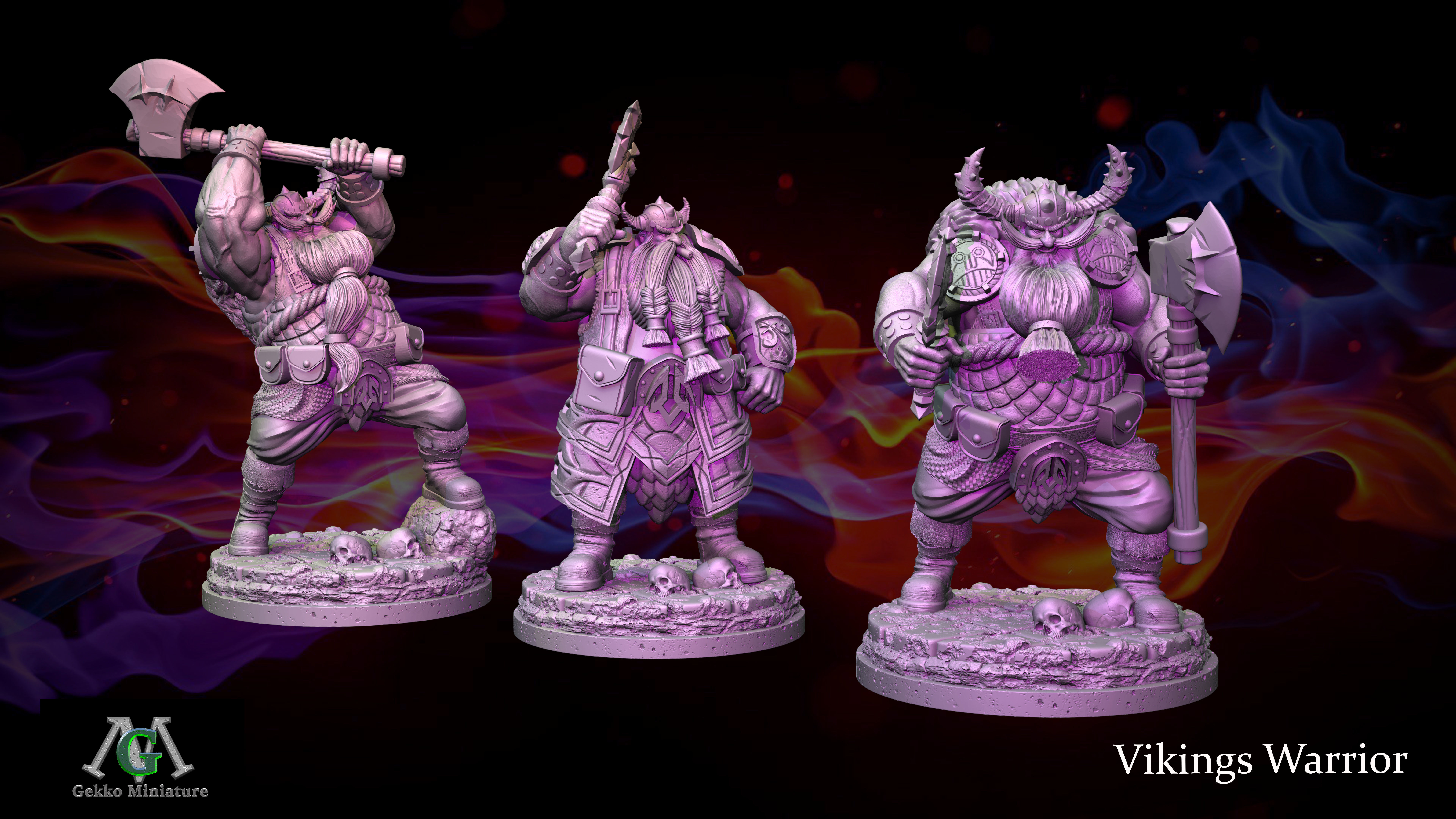 Vikings Warrior 3 Poses 3D print model_1