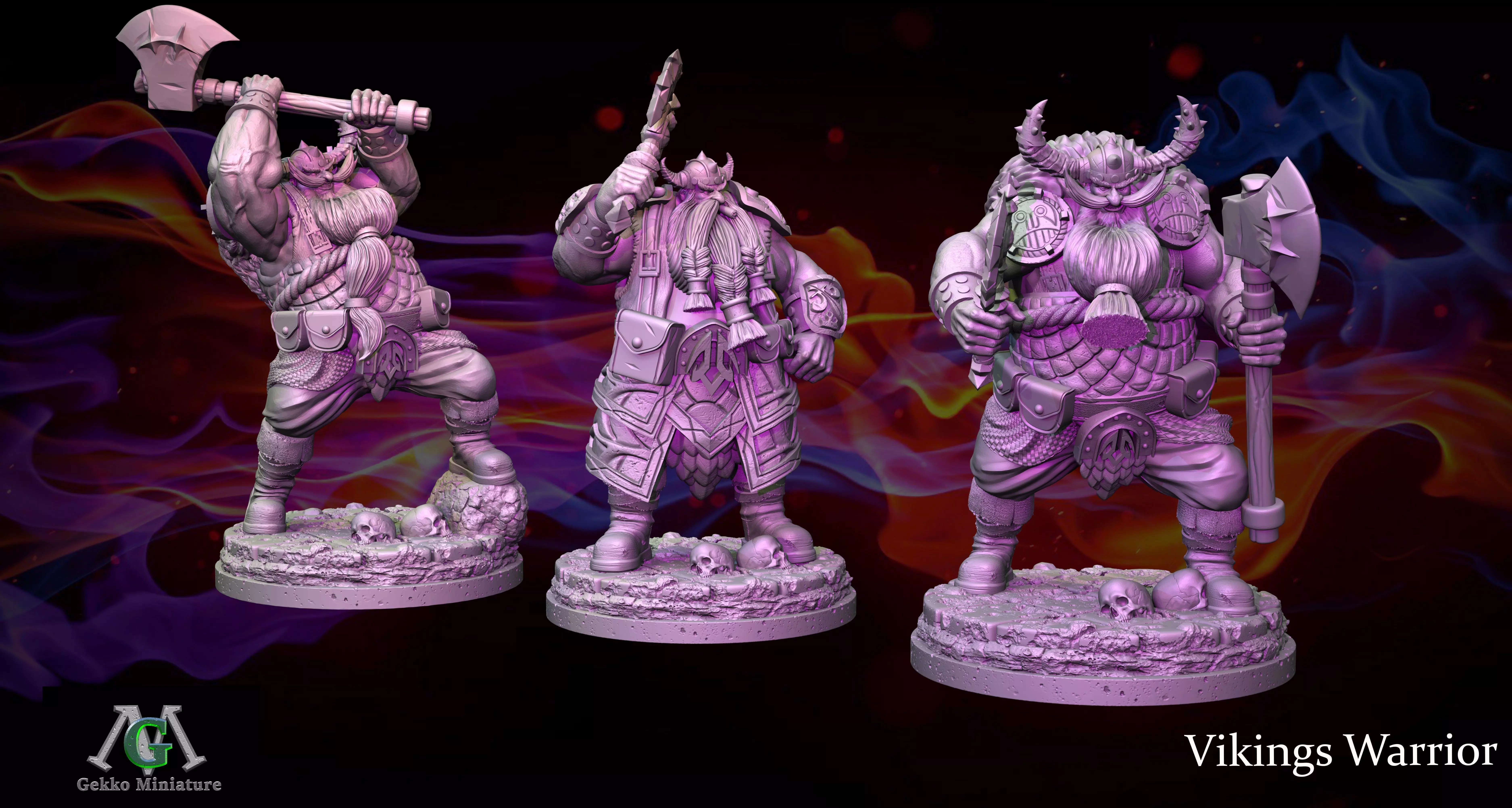 Vikings Warrior 3 Poses 3D print model_0