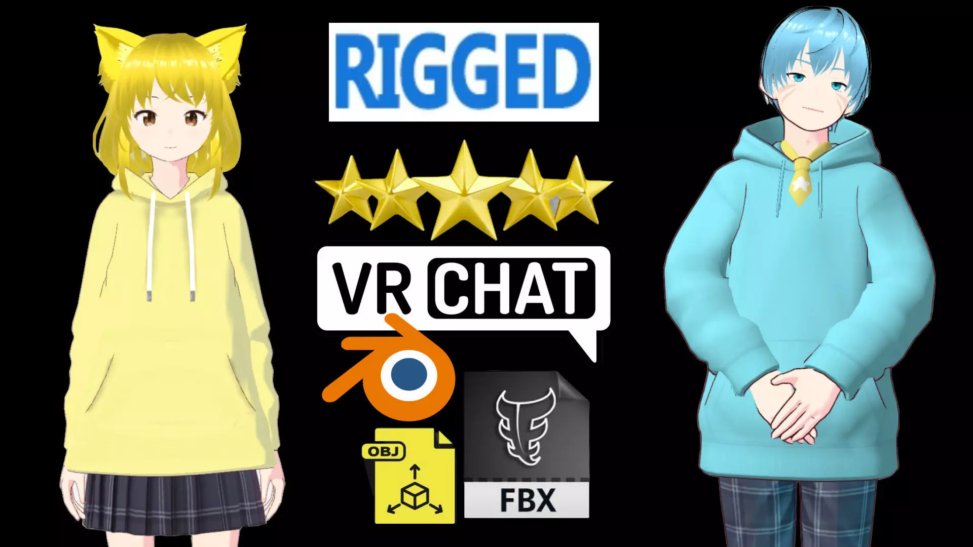 2 Cute Anime Girls Characters P25 3D Model Collection_0