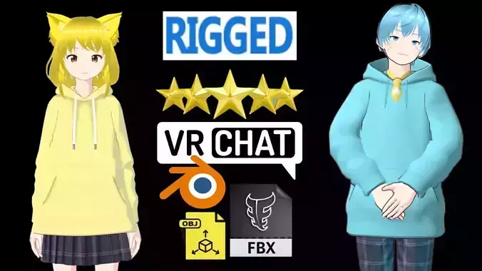 2 Cute Anime Girls Characters P25 3D Model Collection 2 Cute Anime Girls Characters P25 3D Model Collection