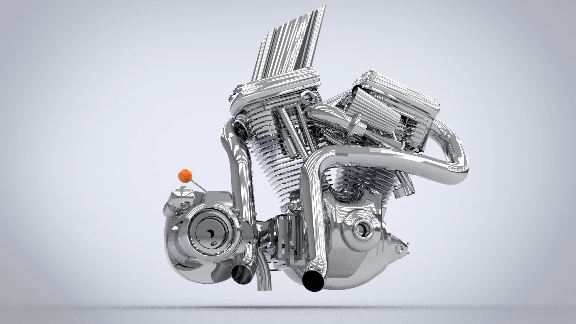 Motorcycle engine 3D model_2