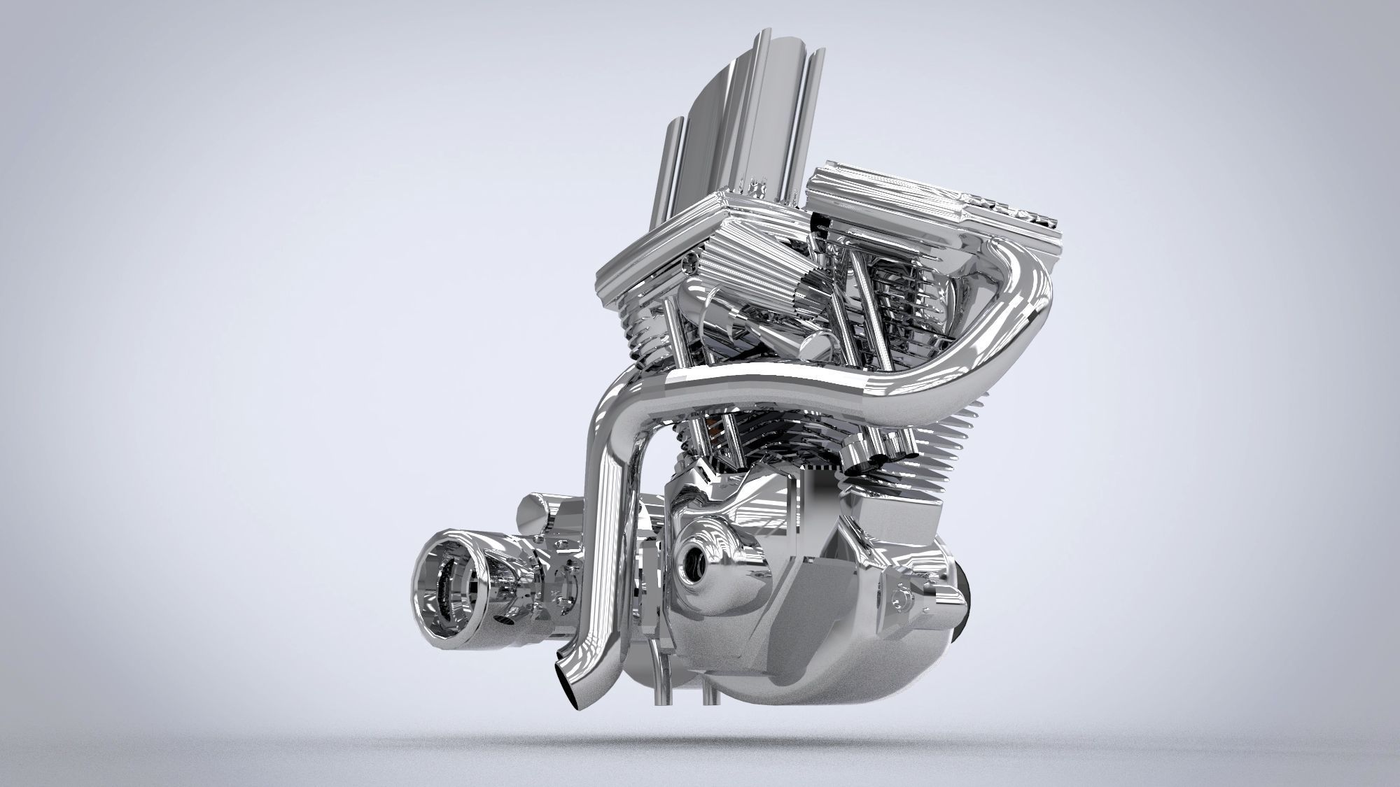Motorcycle engine 3D model_3
