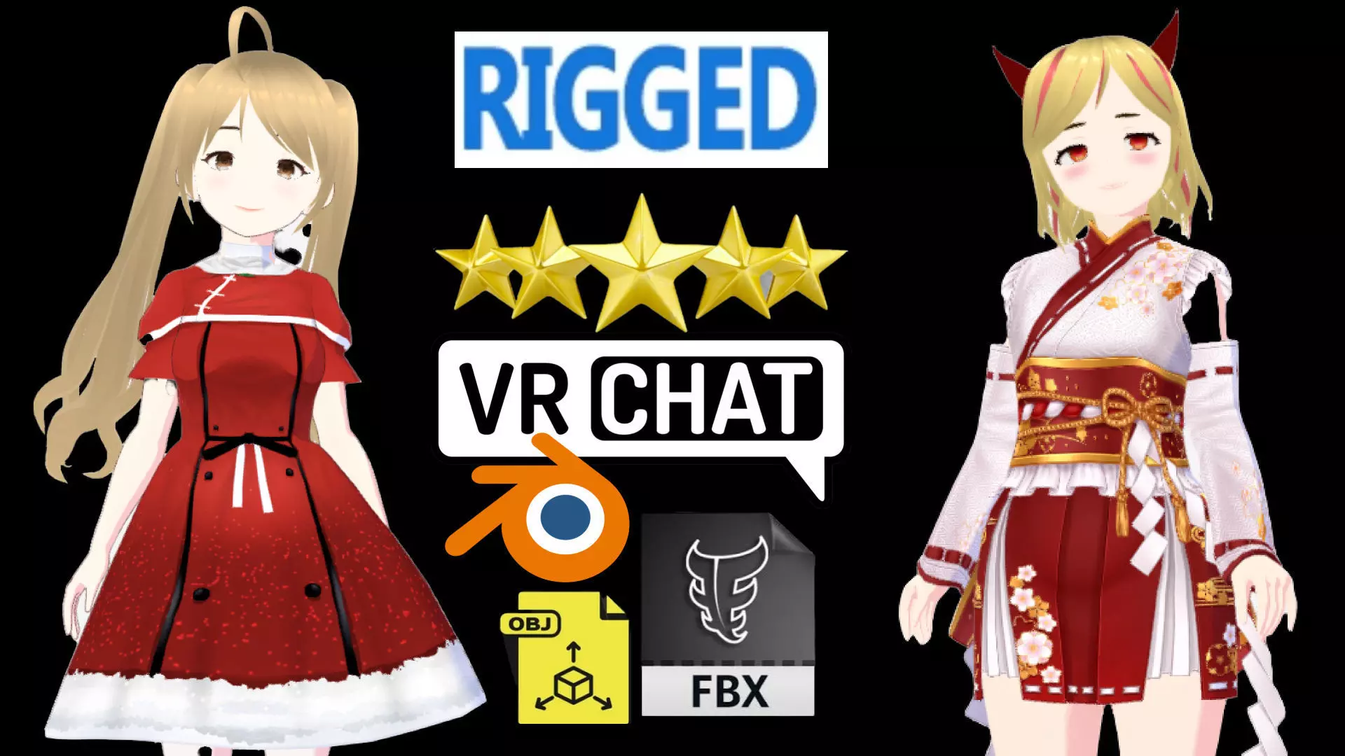 2 Cute Anime Girls Characters P26 3D Model Collection_0