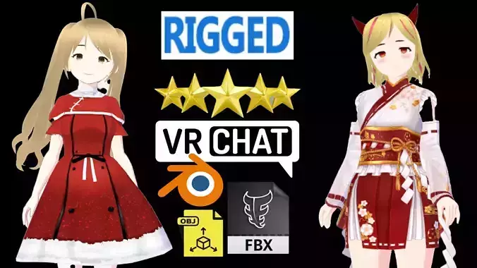 2 Cute Anime Girls Characters P26 3D Model Collection 2 Cute Anime Girls Characters P26 3D Model Collection