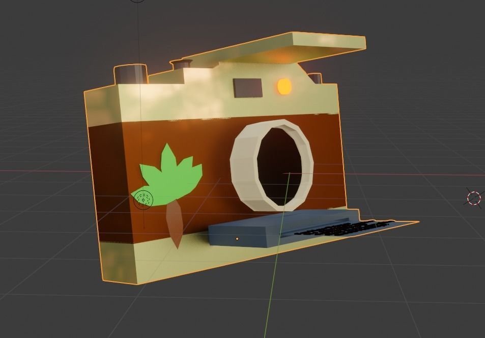 Camera with leaf Free low-poly 3D model_8