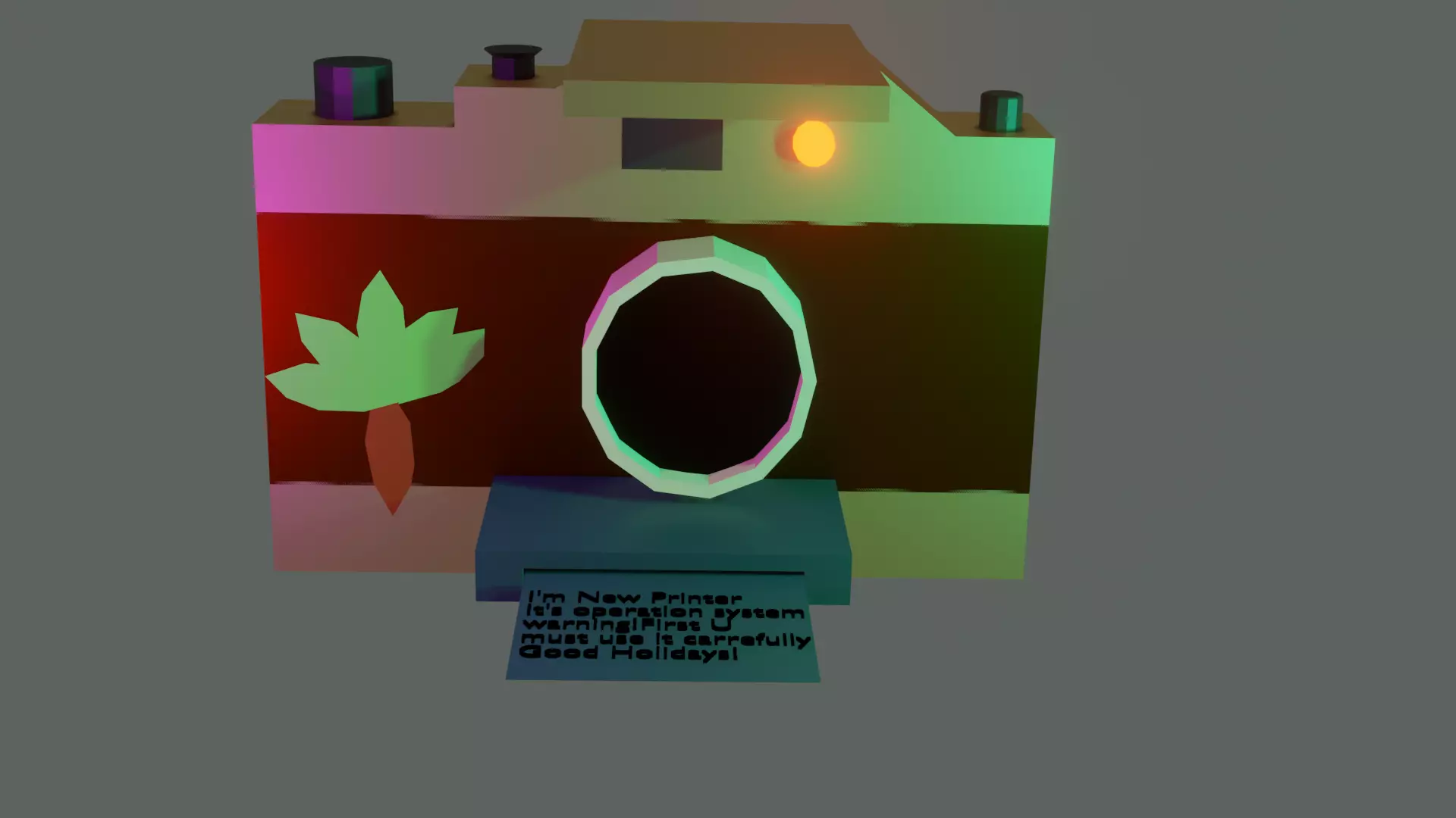 Camera with leaf Free low-poly 3D model_0