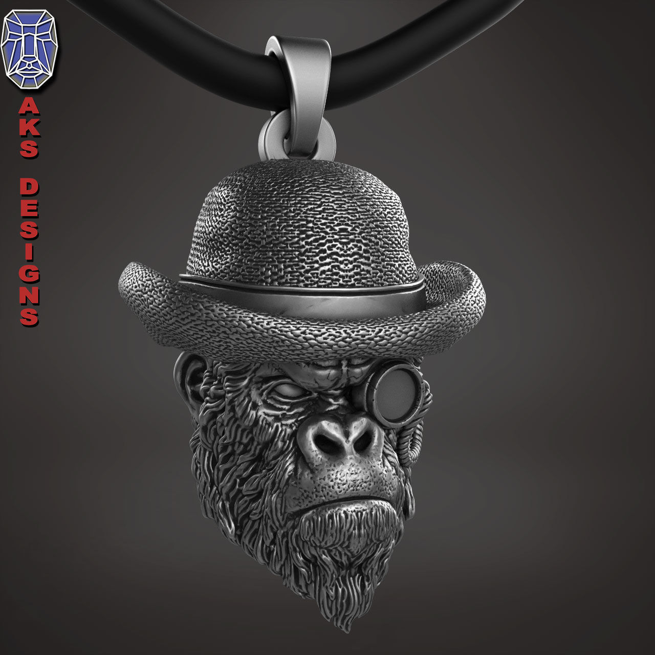Pendant animal Jewelry Gentlemen Gorilla Monkey 1 3D print model_13