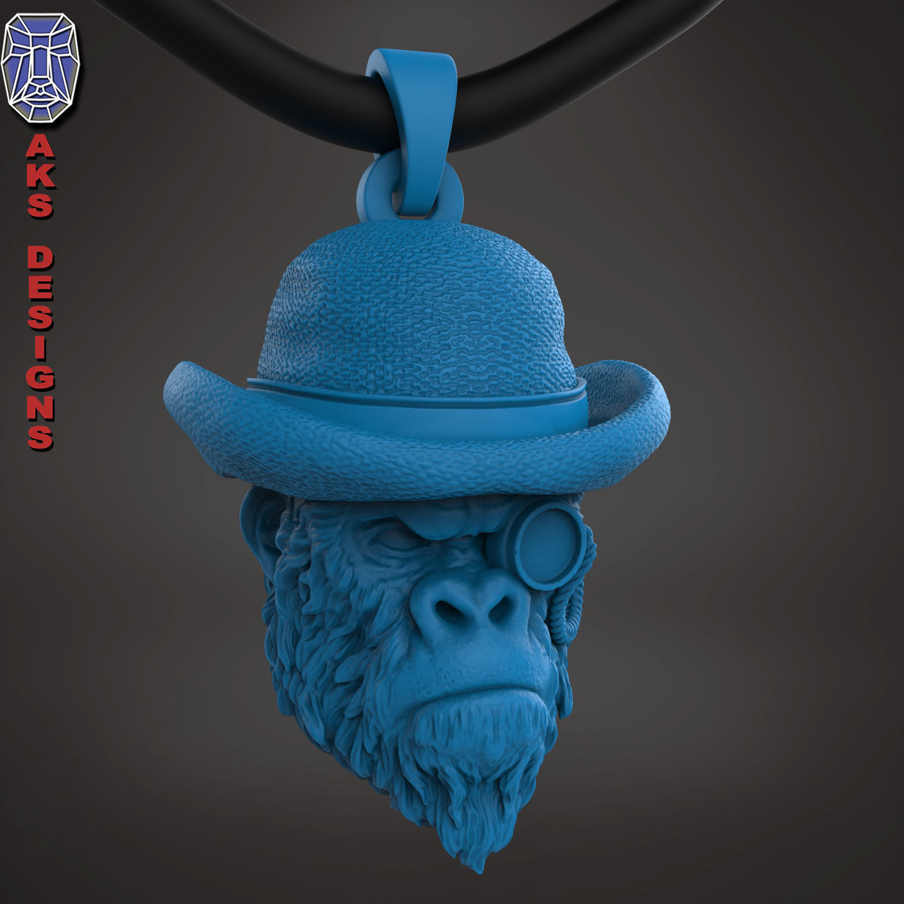 Pendant animal Jewelry Gentlemen Gorilla Monkey 1 3D print model_15