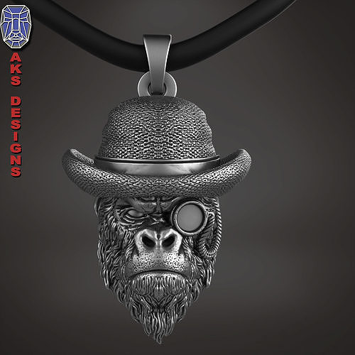 Pendant  animal Jewelry Gentlemen Gorilla Monkey 1 3D print model