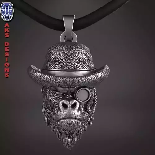 Pendant  animal Jewelry Gentlemen Gorilla Monkey 1 3D print model