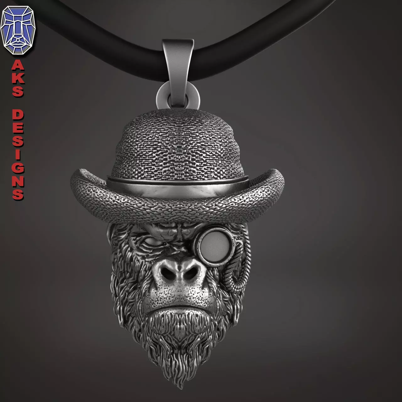 Pendant animal Jewelry Gentlemen Gorilla Monkey 1 3D print model_0