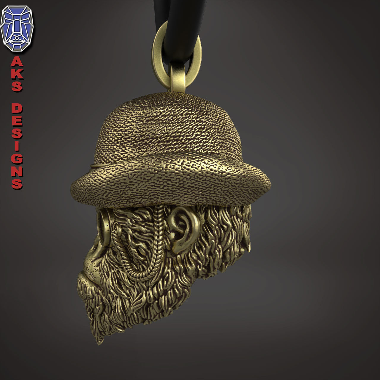 Pendant animal Jewelry Gentlemen Gorilla Monkey 1 3D print model_7
