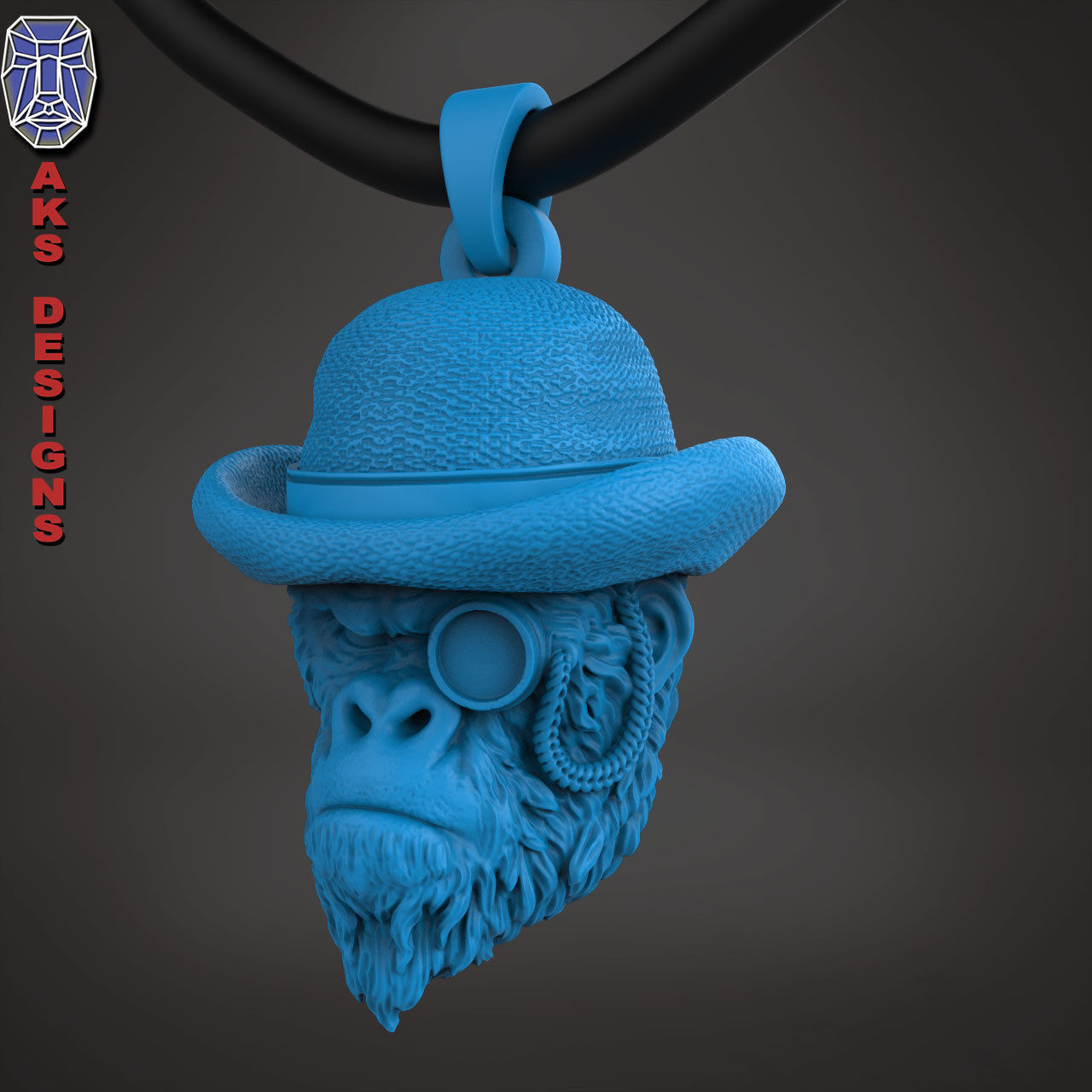 Pendant animal Jewelry Gentlemen Gorilla Monkey 1 3D print model_5