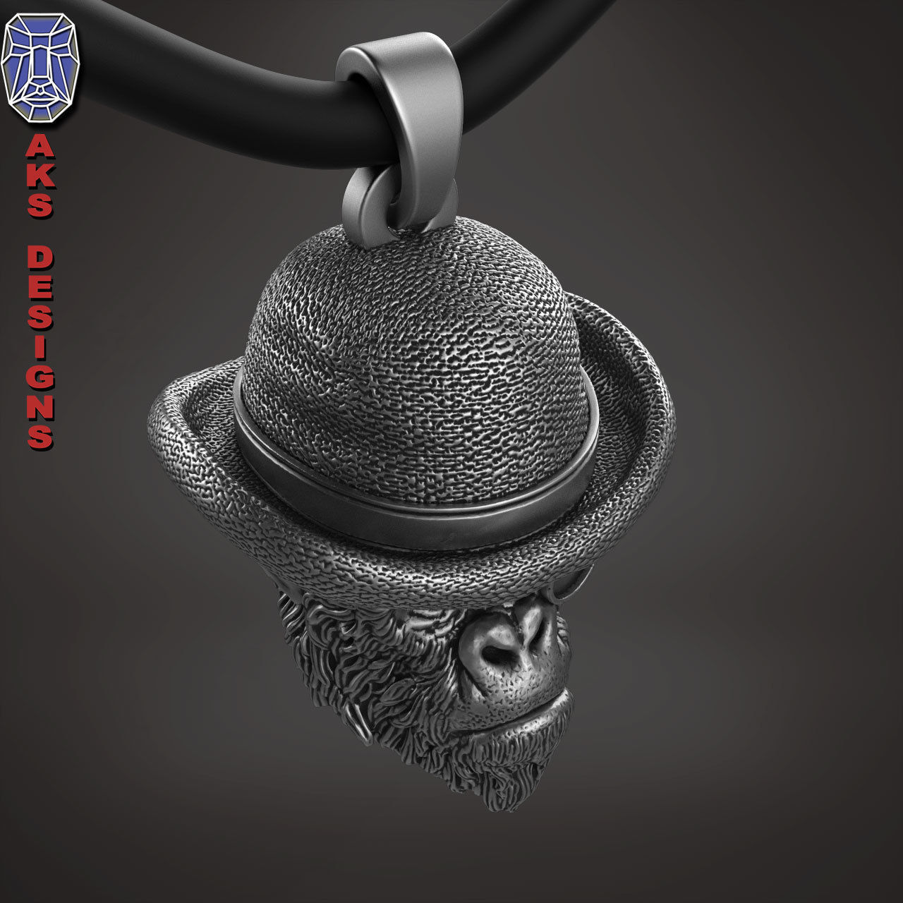 Pendant animal Jewelry Gentlemen Gorilla Monkey 1 3D print model_19