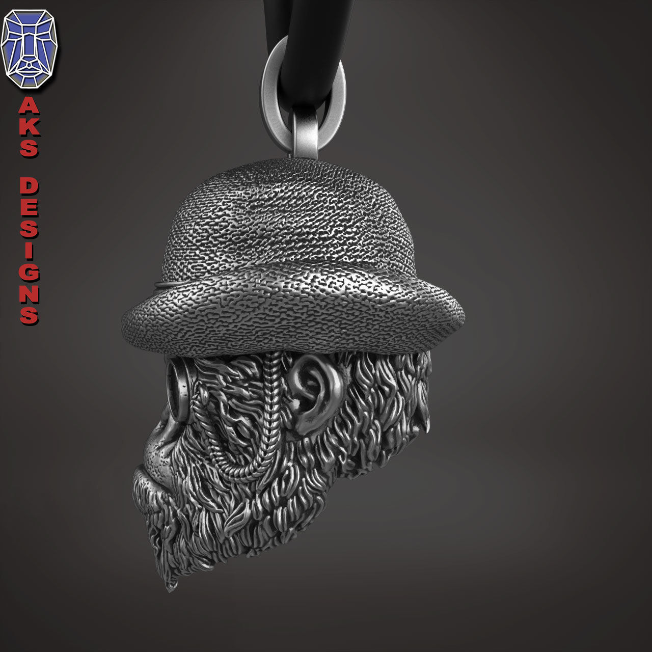 Pendant animal Jewelry Gentlemen Gorilla Monkey 1 3D print model_6