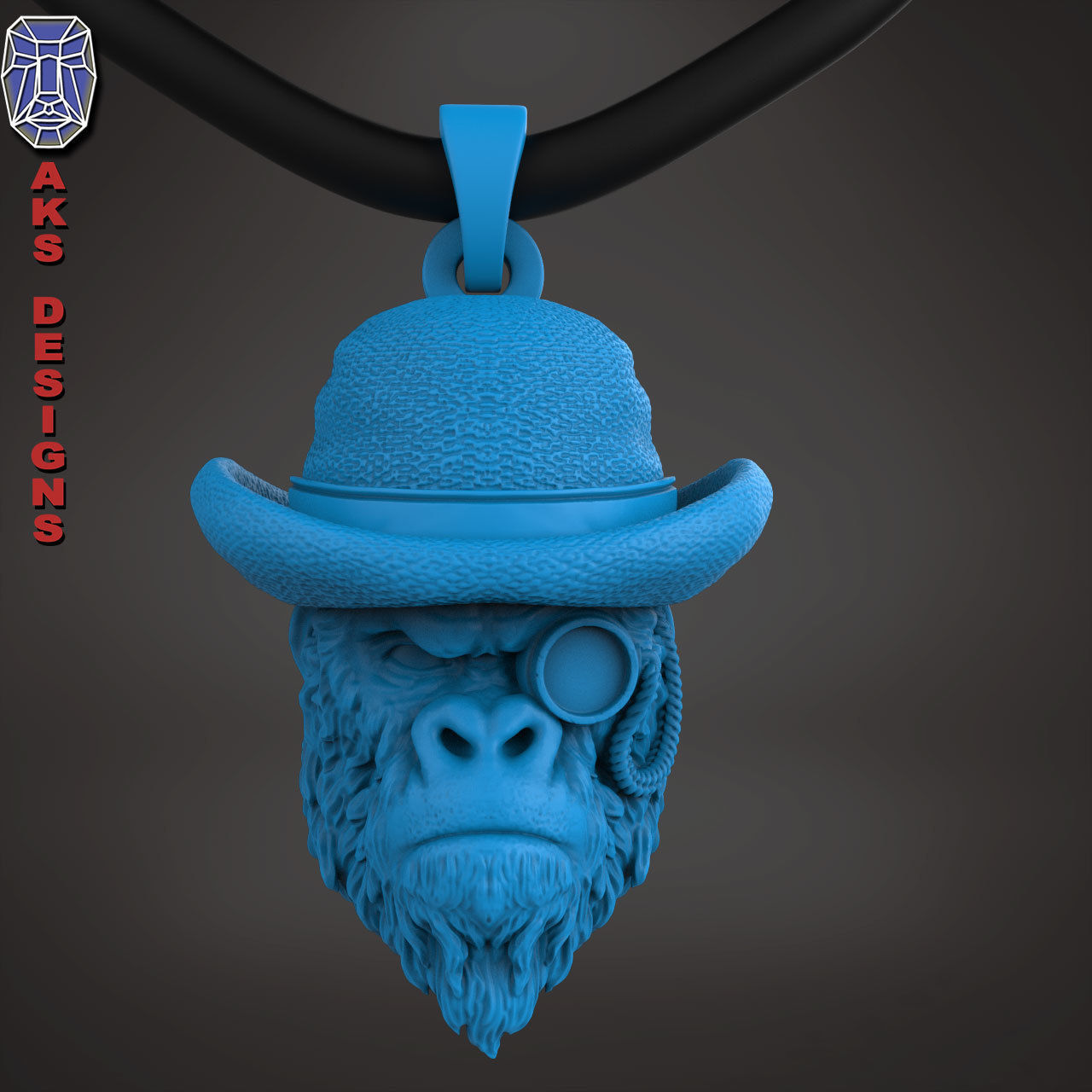 Pendant animal Jewelry Gentlemen Gorilla Monkey 1 3D print model_2