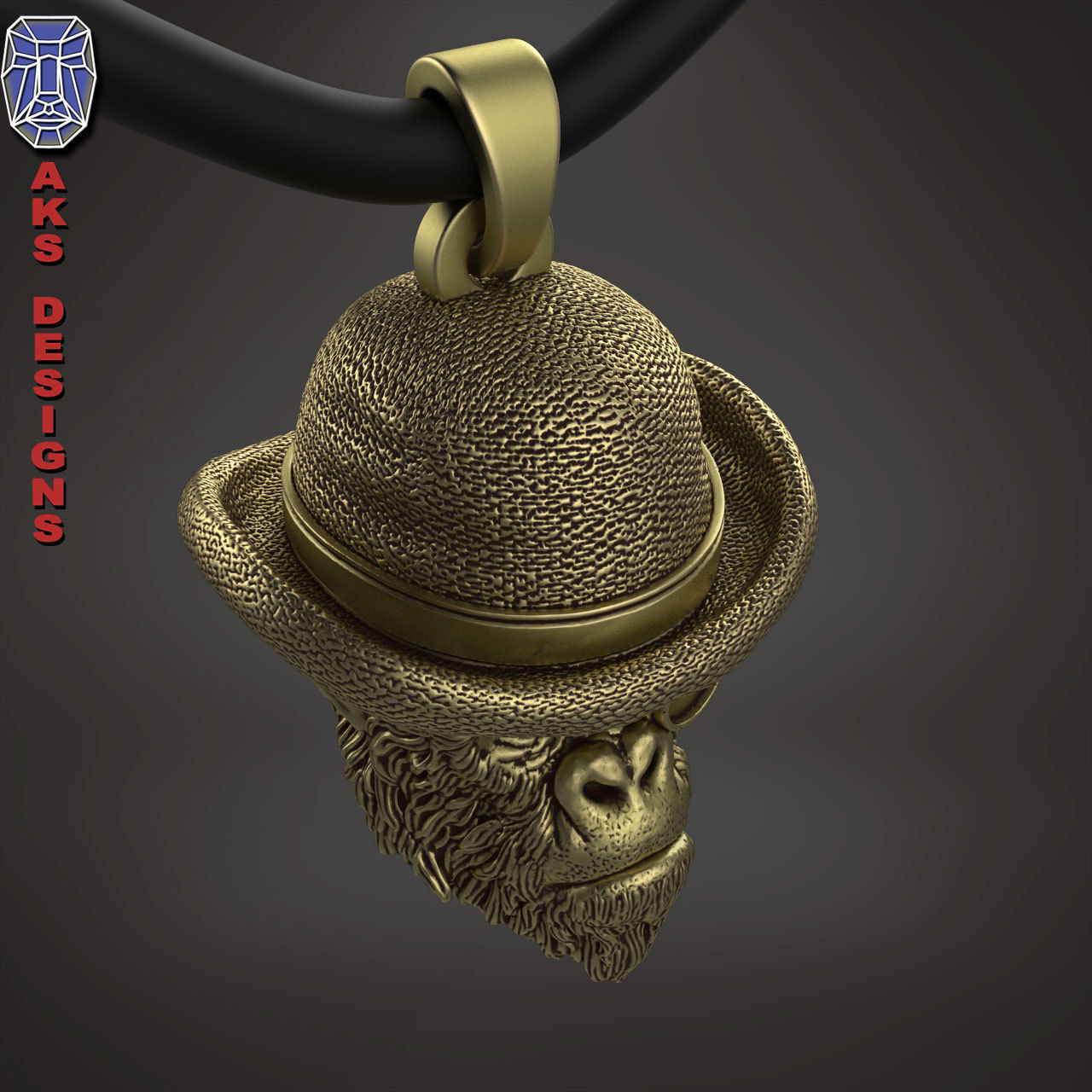 Pendant animal Jewelry Gentlemen Gorilla Monkey 1 3D print model_20