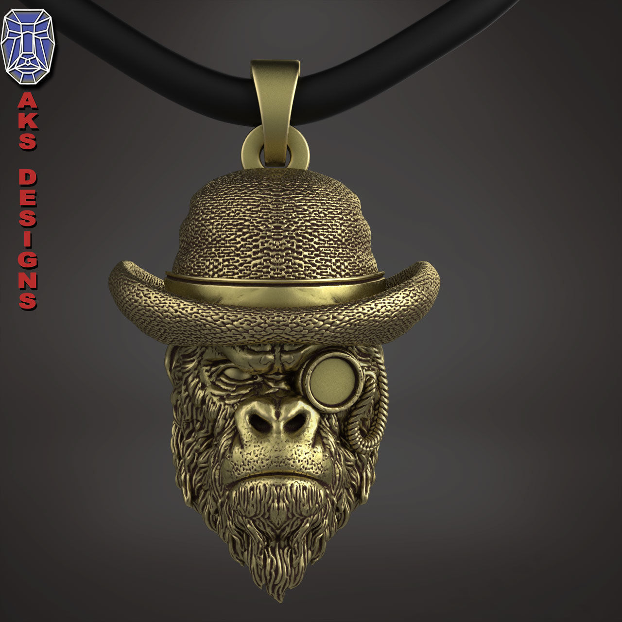 Pendant animal Jewelry Gentlemen Gorilla Monkey 1 3D print model_1