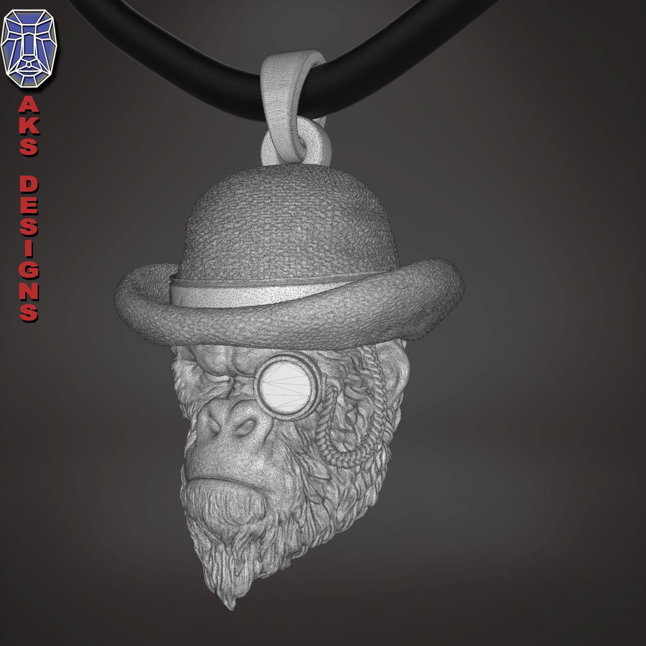 Pendant animal Jewelry Gentlemen Gorilla Monkey 1 3D print model_24